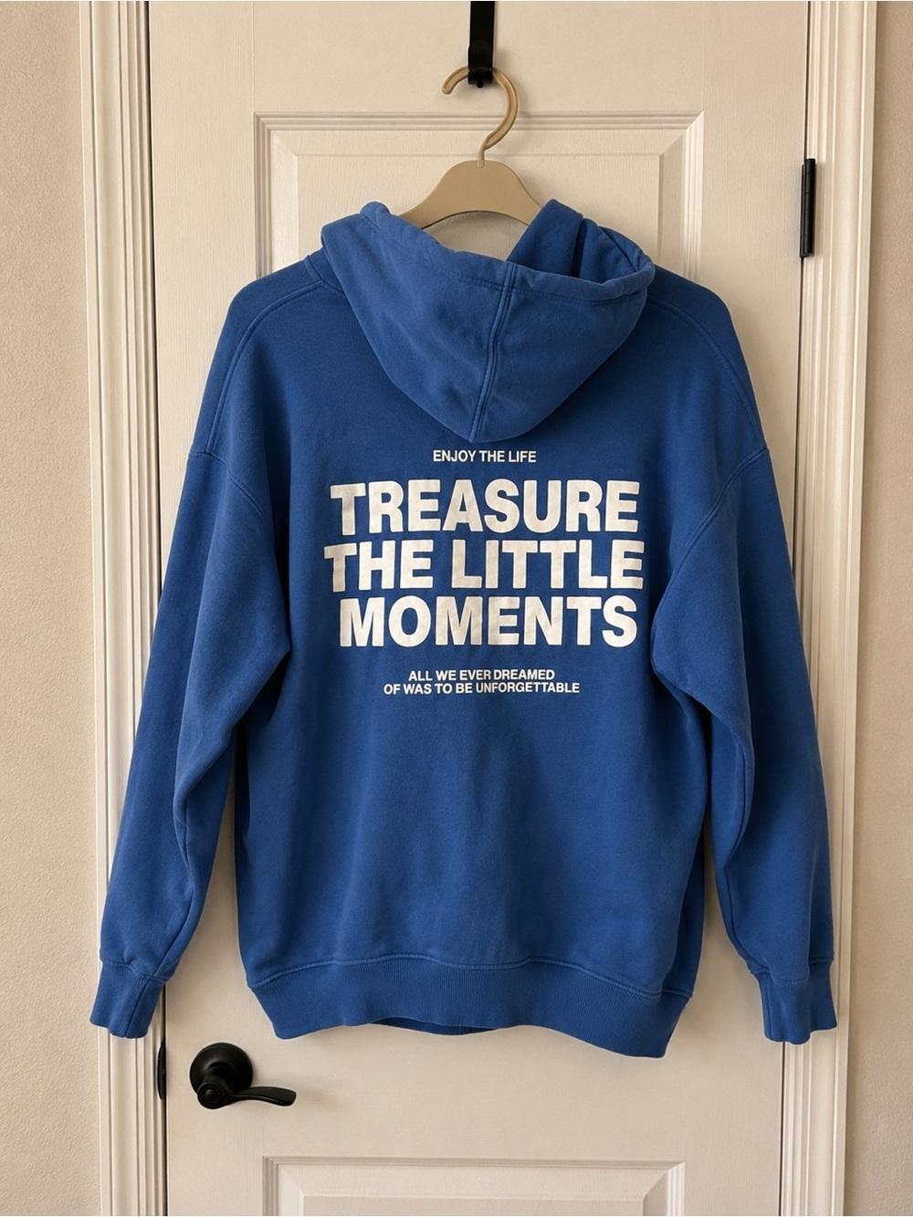 Zara Boys Blue Graphic Hoodie Treasure The Little Moments Sz 13-14 Teen 164cm